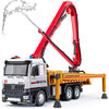 Concrete Pump Truck Toy Metal Cab, Diecast Construction Trucks with Working Water Pump, Lights and Sounds, Construction Vehicles