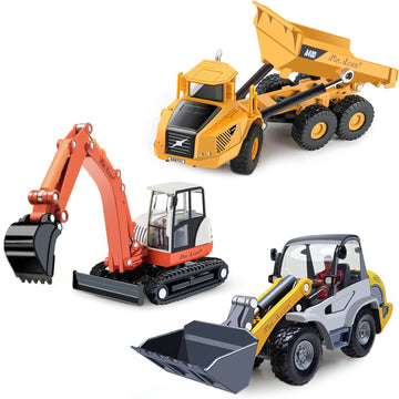 iPlay, iLearn Heavy Duty Construction Playset - Metal Dump Truck, Excavator, Bulldozer, Medium, Gold, Model QL-EUHW-CGJQ