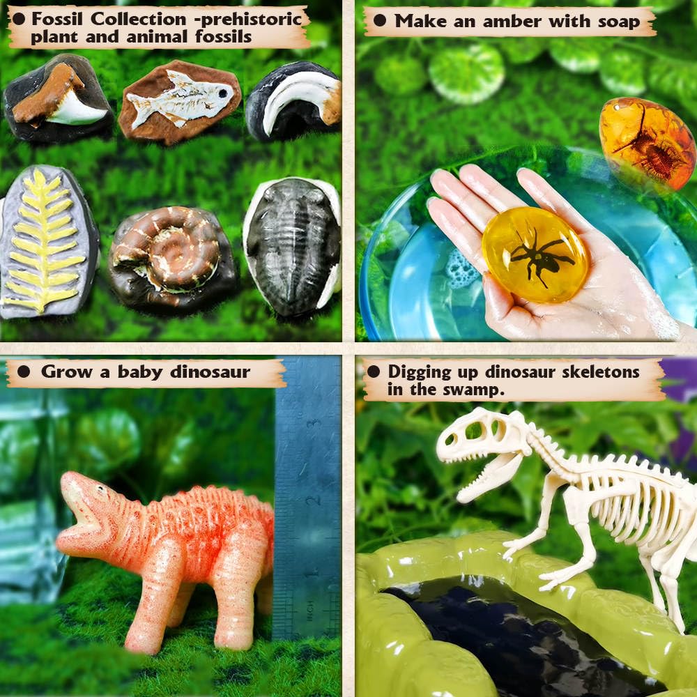 Camp Curriculum Dinosaur Activity Toy Set - Slime, Paint, DIY Soap Making - STEM Kit for Ages 8-14 - Model SR21412