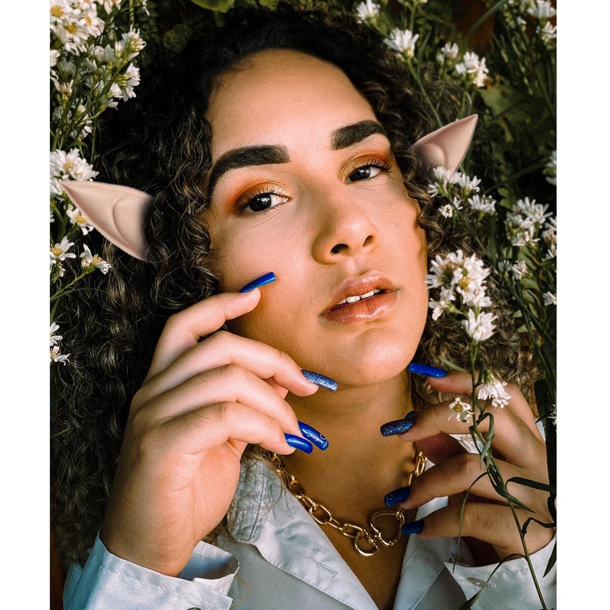 Yanzhan 15 Pair Fairy Pixie Elf Ears For Cosplay Halloween Christmas Any Themed Party - Natural Complexion, Long Style