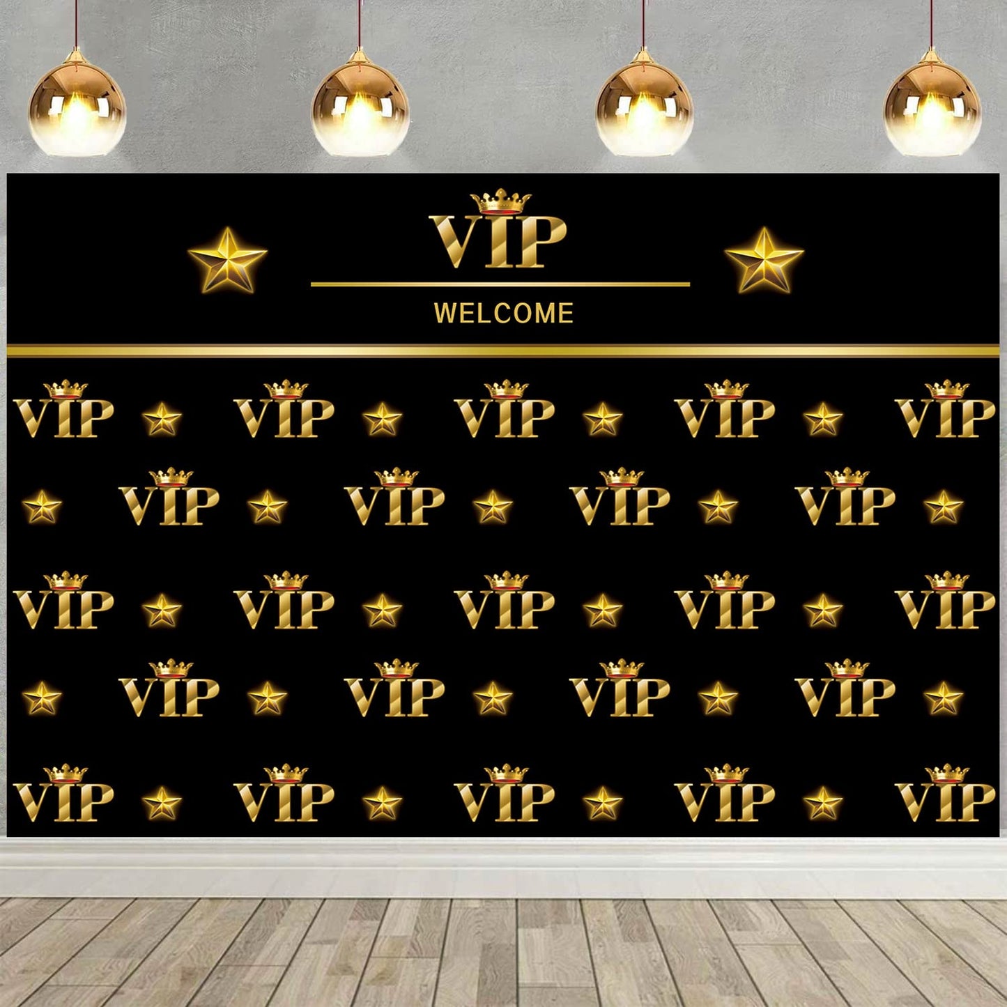 BAIFNEZ VIP Photography Backdrop Black Gold VIP Party Photo Banner Graduation Prom Backdrop 7x5FT Red Carpet Event Birthday Part