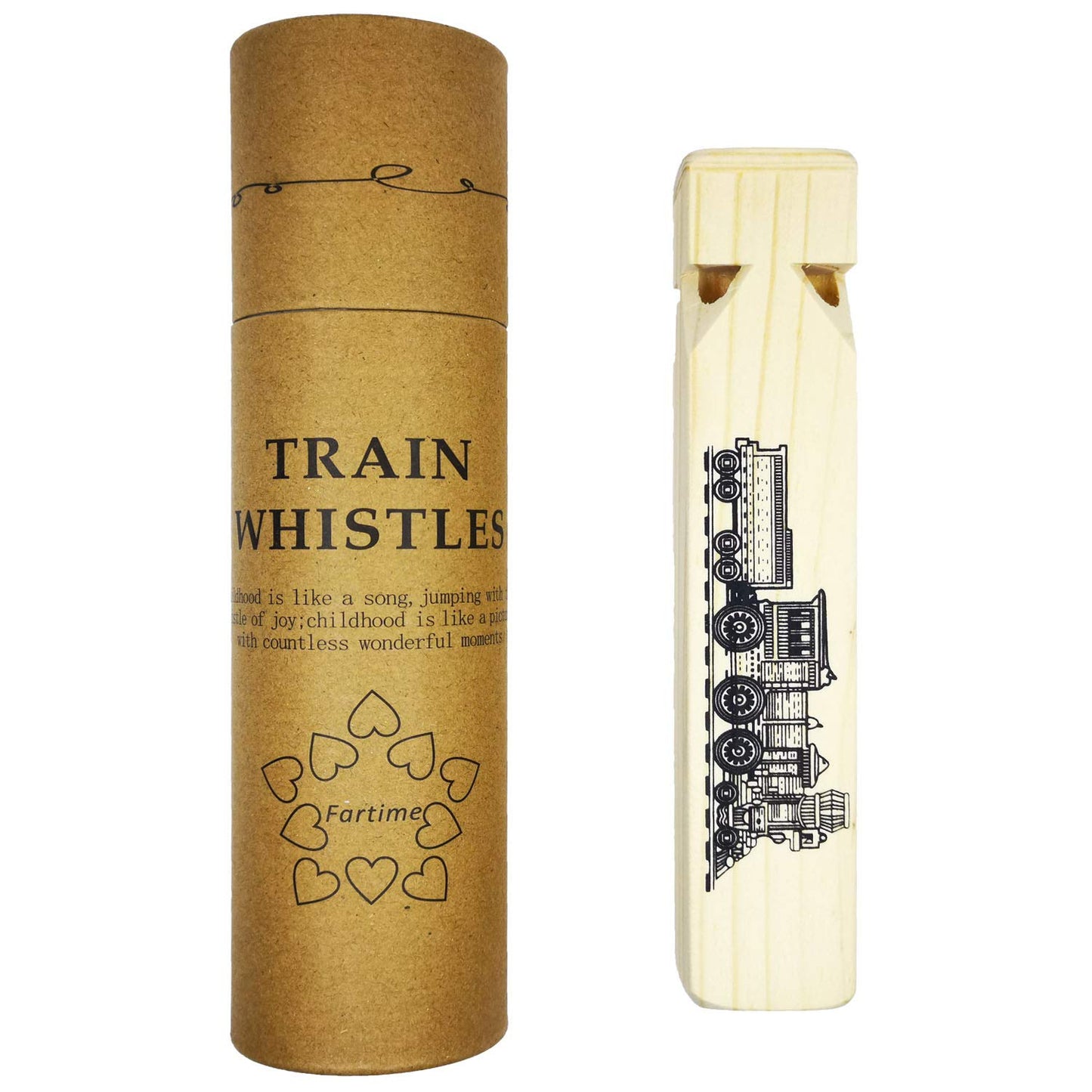 Fartime Wooden Train Whistle With A Beautiful Gift Box, 4 Tone Toddlers Educational Party Favors Toy Gift with Blast Chart for K