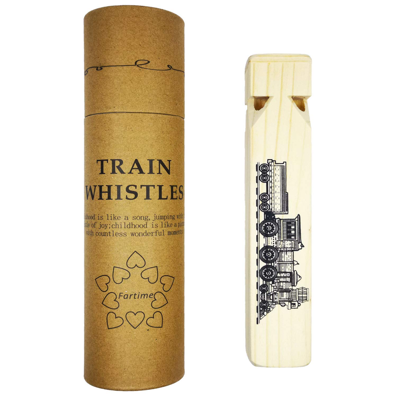 Fartime Wooden Train Whistle With A Beautiful Gift Box, 4 Tone Toddlers Educational Party Favors Toy Gift with Blast Chart for K