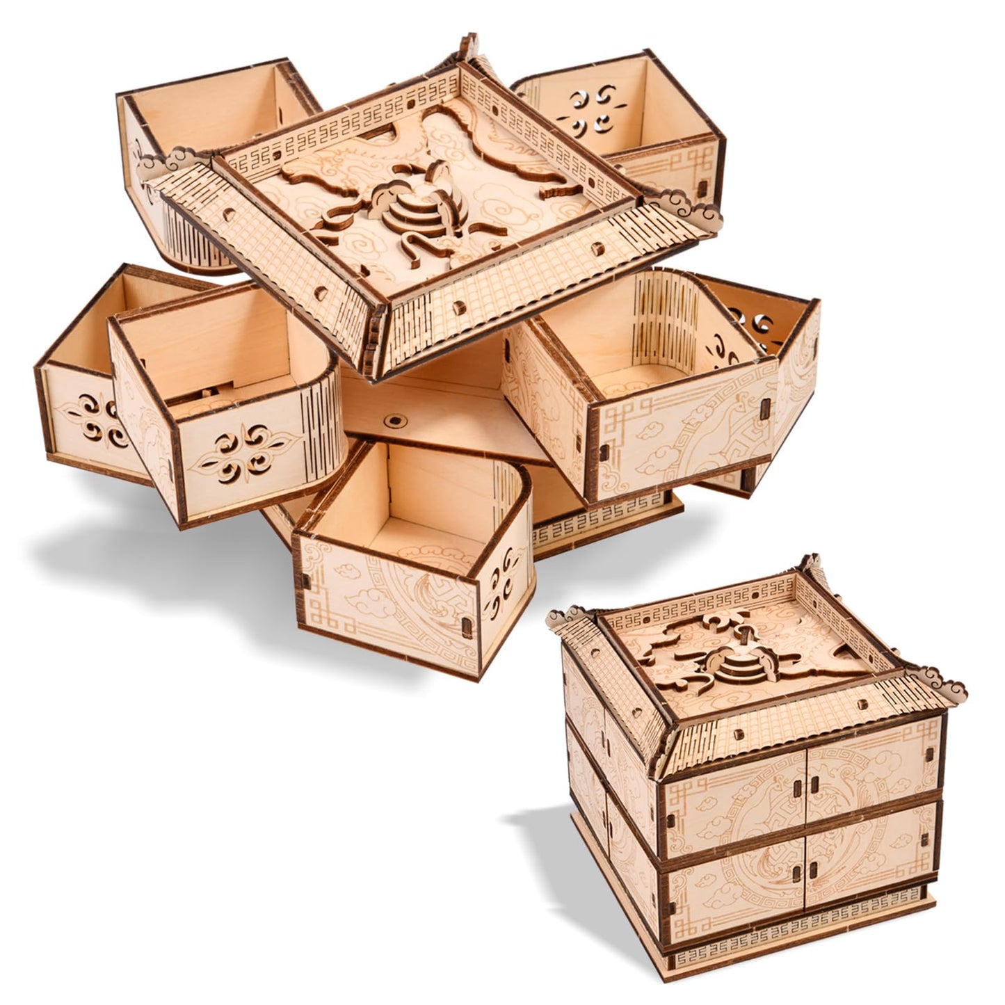 3D Wooden Puzzle Mechanical Treasure Box of Dragon  DIY Model Kits and 3D Puzzles for mature-themeds  Unique Wooden Puzzle for mature-themeds  Hobbies Projects mature-themed Building Sets Gift for Women and Kids