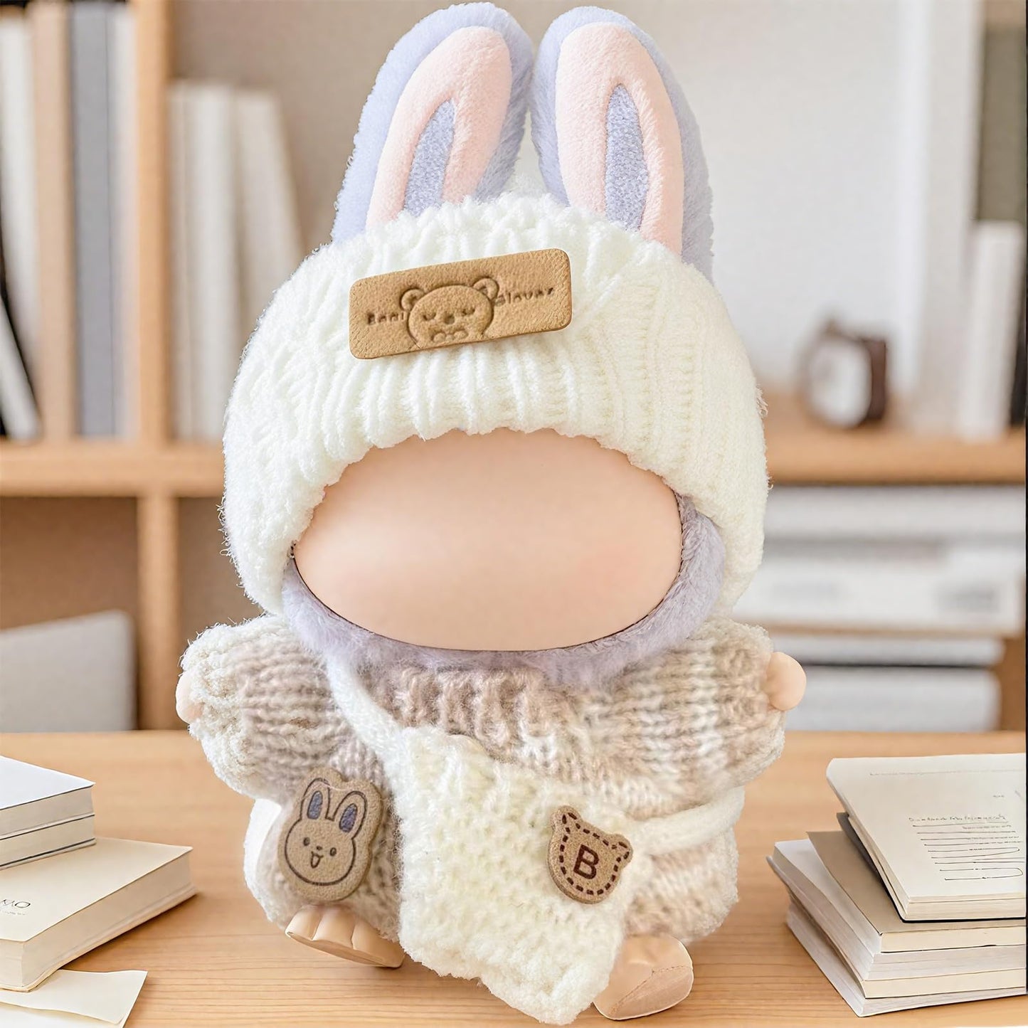 FANFX Doll Clothes(No Doll)  Handcrafted Crochet Outfit for 17cm Doll  Stylish Adorable Dolls Clothes Accessories for La  Best Gift for Your Dear Doll(White Cute Bear Sweater)