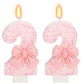 ElekFX 22nd Birthday Candles for Cake, Pink Bow Number Cake Candles, 2.76 inch Number Happy Birthday Candle, Cake Topper Decorat