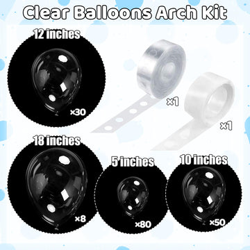 170 Pieces Clear Balloons Different Sizes 5 10 12 18 Inch Clear Balloon Arch Clear Round Balloons Clear Balloon Arch For Birthda