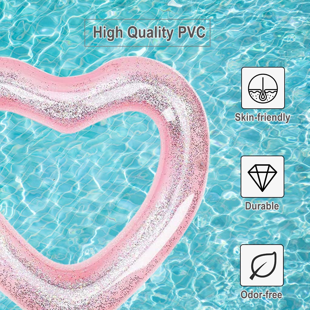 Blublu Park Inflatable Heart Pool Float, Sweet Love Swim Rings Float Loungers Tube For Summer Water Fun Beach Party Toys For Adu