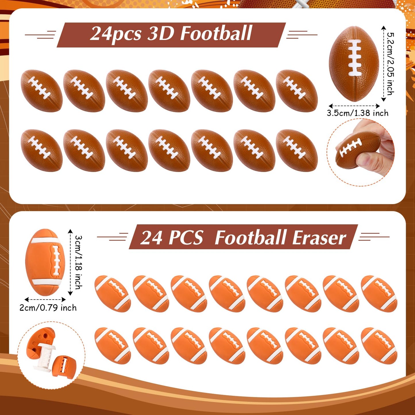 Aoriher 194 Pcs Football Party Favors Set Football Goodie Bag- Silicone Charm Bracelets, Mini Bouncy Balls, Toy Keychains, Non W