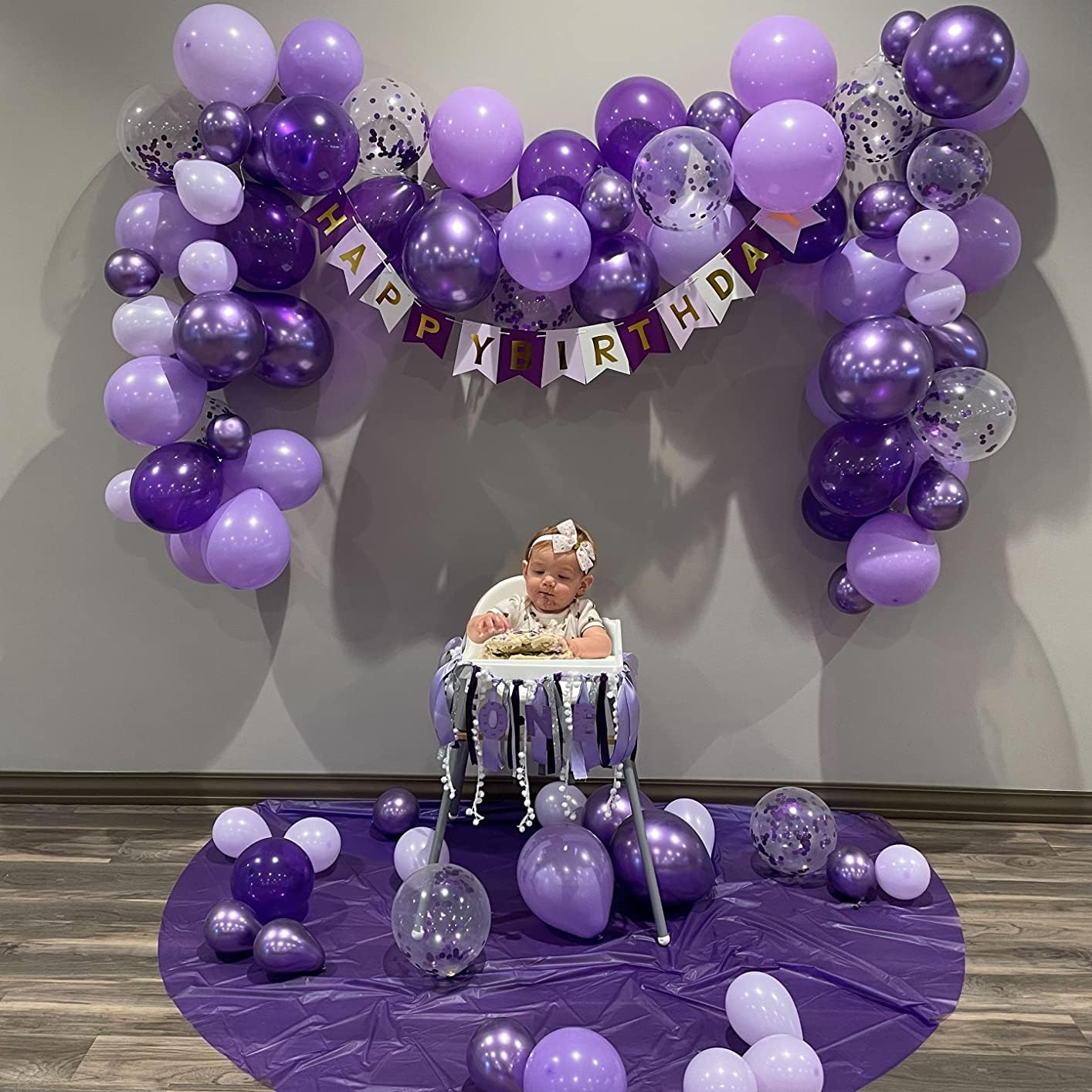 Purple Balloons Set Metallic Purple Balloon 50Pcs 12Inch Pastel Purple Latex Helium Balloons With Purple Confetti Dark Purple La