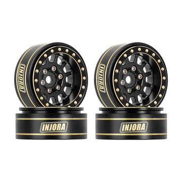 INJORA 1.0 Plus Brass Beadlock Wheel Rims 4PCS 12-Spoke Wheels for TRX4M SCX24 FCX24 1/24 1/18 RC Crawler, 42g/pcs(Black)