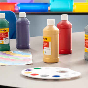 School Smart Tempera Paints For School And Arts And Crafts Use, 16 Ounces Each, Assorted Colors, Set Of 12