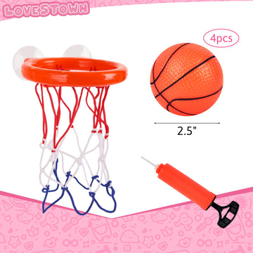 Lovestown Kids Bath Toys, Bathtub Basketball Hoop Set For Kids Toddlers, Shower Toys Bathtub Shooting Game