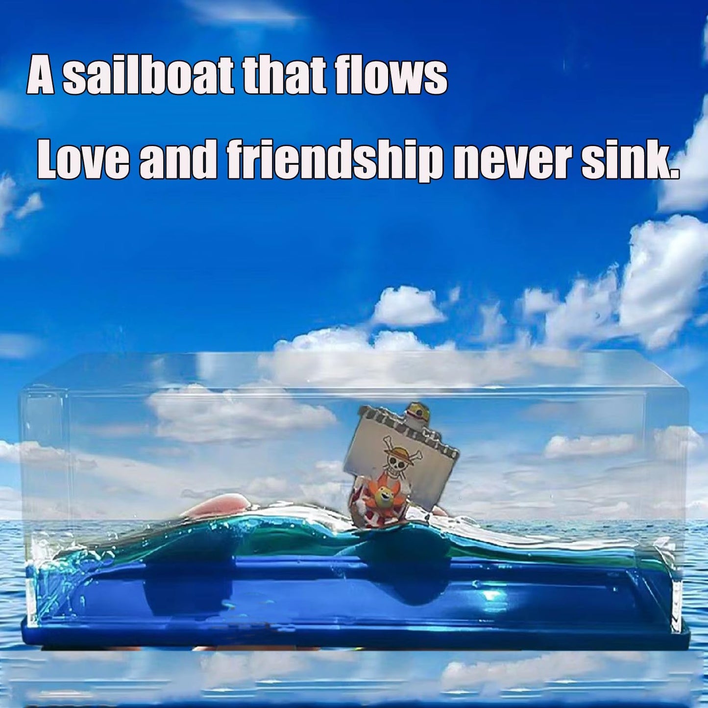 Generic Unsinkable Boat Anime Pirate Ship In A Bottle Box, Cruise Ship Fluid Drift Bottle Non Sinking Ship Model Decorations Des