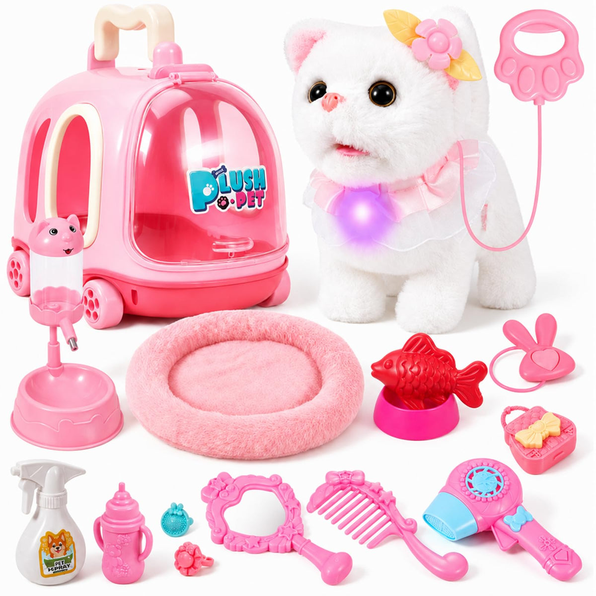 Cat Toys for Kids Girls, Interactive Walking Talking Robot Cat Plush Toy