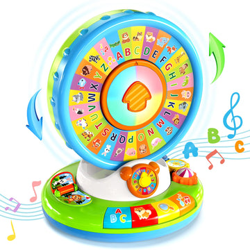 Aigybobo Musical Spin and Sing Alphabet Zoo Toy for Toddlers, Green, Educational Interactive Learning Gift for Boys and Girls 1-3 Years