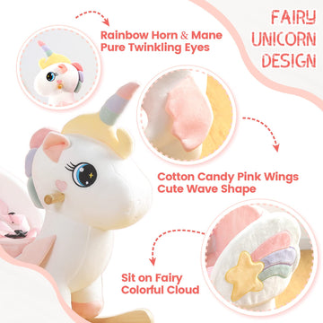 Funlio Unicorn Baby Rocking Horse, Rainbow Fairy Unicorn Rocking Horse For Toddlers 6 Months To 3 Years, Stuffed Ride-On Animal Rocker, Easy To Assemble, Cpc & Ce Certified