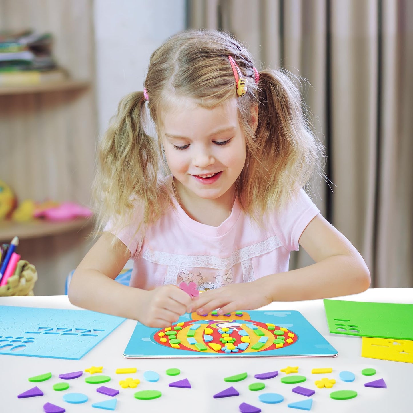 AluAbi Foam Stickers Art Craft for Kids, No Mess Toddler Art Activity - Fun with Foam Animal, Children Travel Toys,DIY Mosaic St