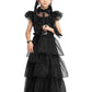 Ikali Girls Role Play Dress-Up Set With Accessories, Black Party Dress Cosplay Outfit For Kids Toddlers 4-6 Years