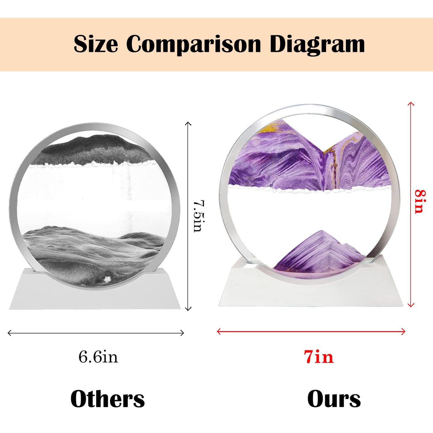 Akaco Sand Art Table Lamp - Moving Sand Art with Light, Round Glass, Purple Wood Base, Creative Home Decor Gift, Model AK-WOODSH-B-Purple