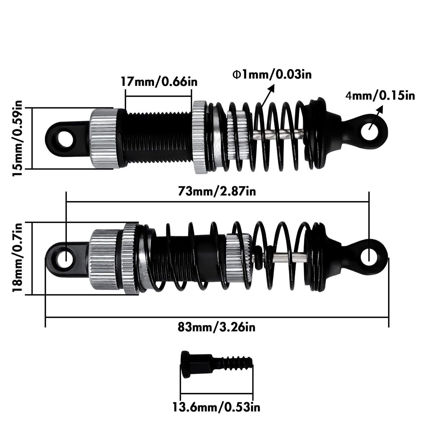 Abendor 2Pcs/Set PX9200 Oil Buffer Shock Absorber PX9200-18 for 1/12 1/10 9200 9200E 9205E 9206E HB101 HS101 RC Car Truck Spare