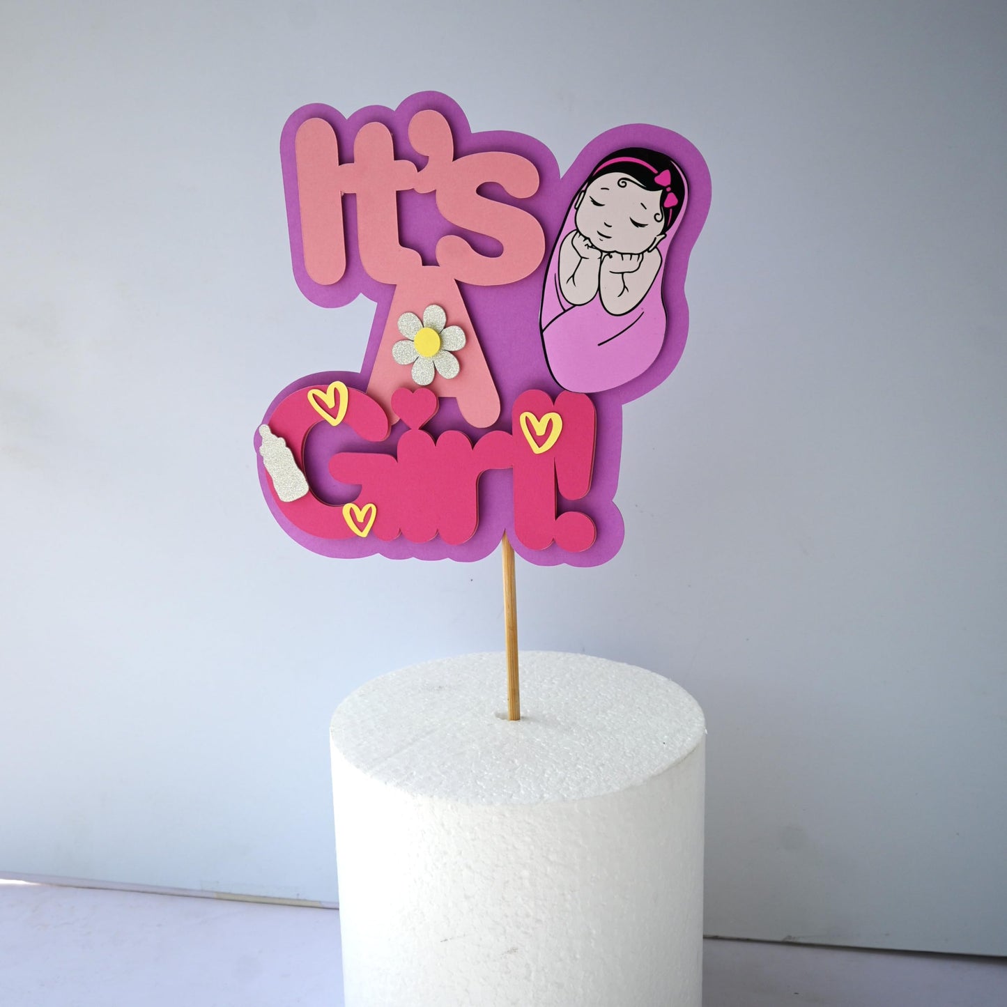 Sam Cute Land Handcrafted ItS A Girl Cake Topper