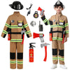 yolsun Kid's Fireman Costume, Boy Firefighter Dress up, Fire Fighter with Toy Accessories Halloween Role Play (11 pcs, 8-9 Years
