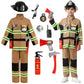 Yolsun Kid'S Fireman Costume, Boy Firefighter Dress Up, Fire Fighter With Toy Accessories Halloween Role Play (11 Pcs, 10-12 Yea
