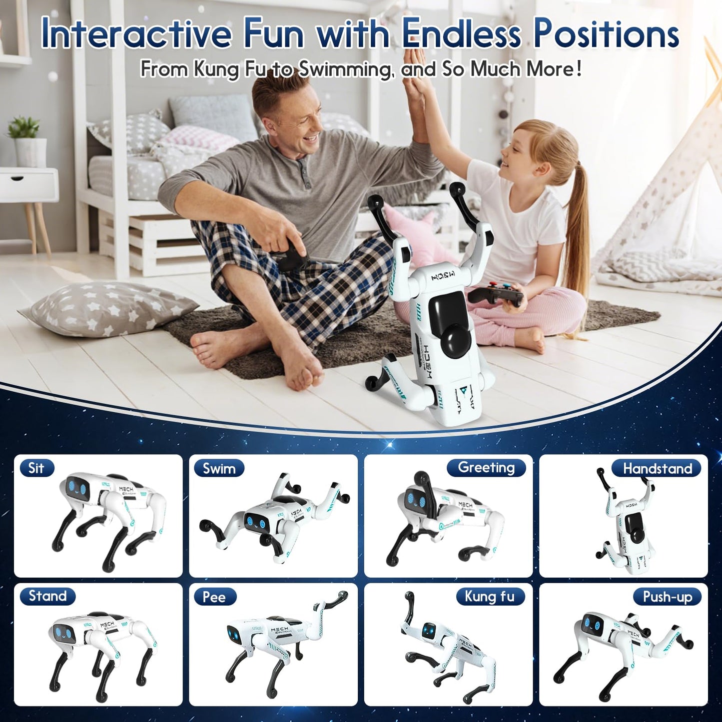 VBNCITY Smart Robot Dog Toy  Perro Robot Toys for Kids  RC Robo Dog Pet with STEM  Robotic Dog Pal for Kids and mature-themeds  Electronic Remote Control Robots for Birthday for Boy and Girl