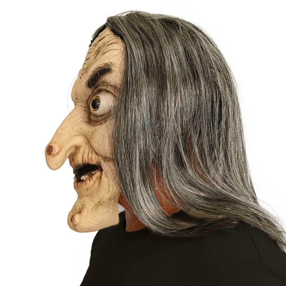 Halloween Novelty Scary Latex Witch Mask Novelty Dressing Up For Halloween Party Realistic Old Man Face
