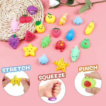 Outee 40 Pcs Mochi Toys Party Favors For Kids Mochi Animals Toys Kawaii Toys Bulk For Animals Cat Fidget Toys With Gift Box Cute Stuff Goodie Bags Stress Toys