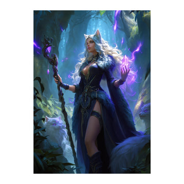 Katomula 100 Mtg Card Sleeves With 100 Inner Sleeve, Textured Back Art Sleeves, Fit Standard Size Cards- Cat Warlock