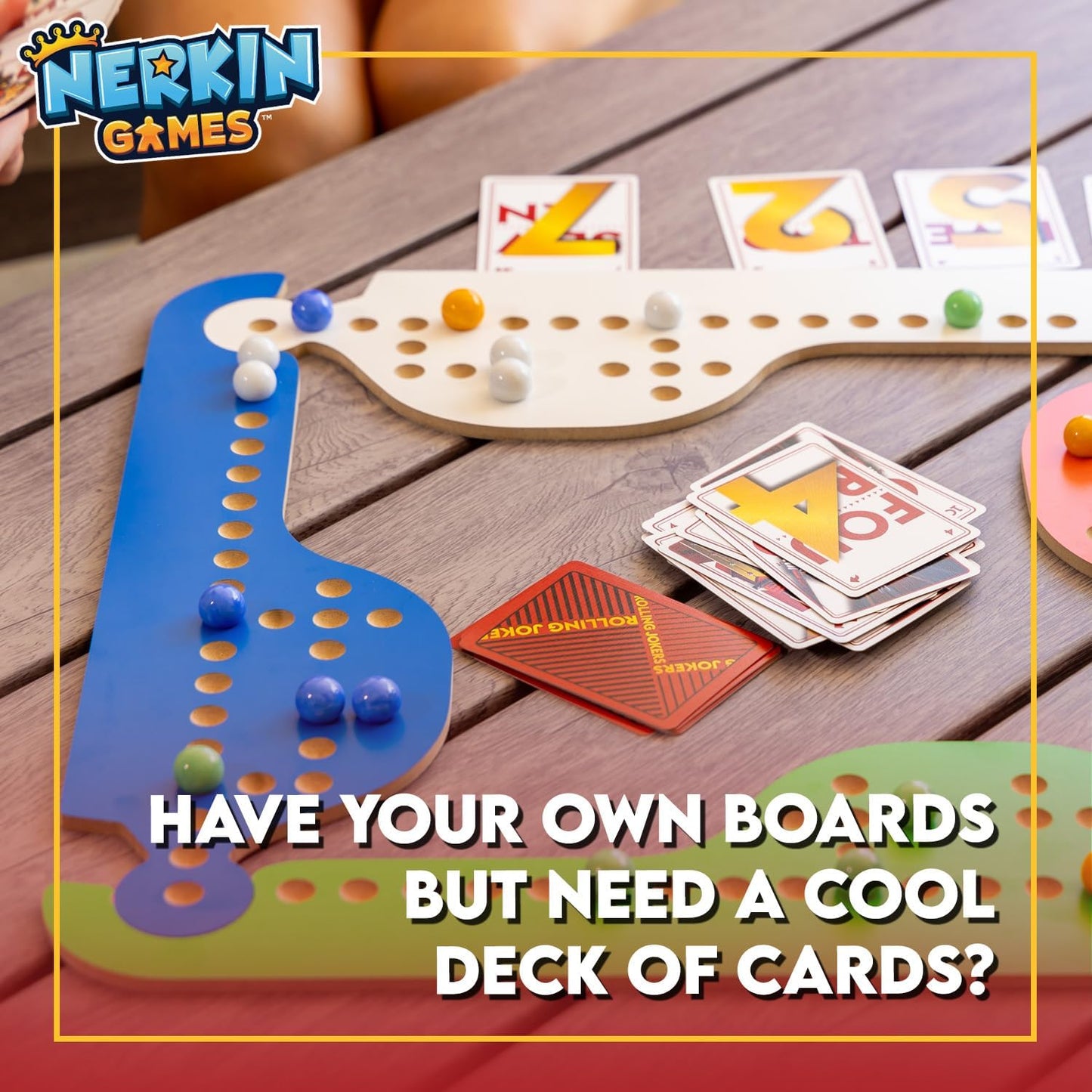 Nerkin Games Rolling Jokers 3-Deck Set - Stunning Cards Compatible with Jokers and Marbles Board Game, Ideal for Expanded Gamepl