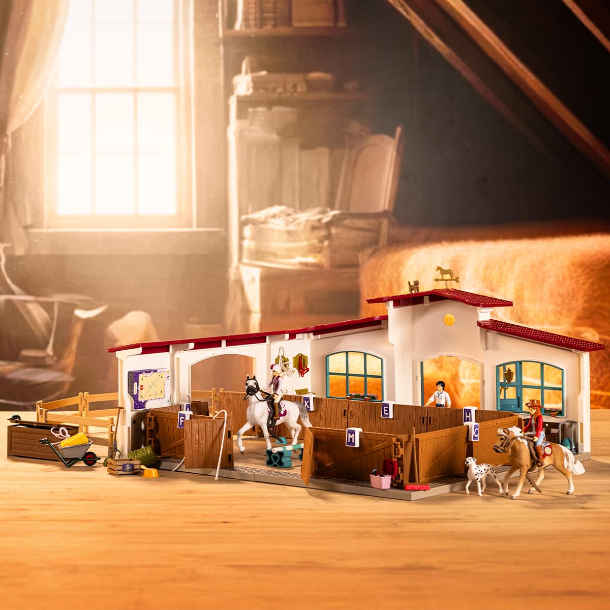 Schleich Horse Club Peppertree Riding Arena 179-Piece Horse Playset With Riding Arena Stable Set, 2 Horses, 3 Horse Rider Figurines And Horse Toys For Girls & Boys Ages 5+, 42639