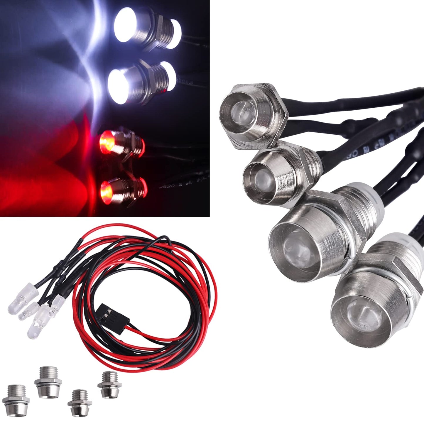 Hobbyfire Rc Car Lights 4Leds Light Kit Headlights Taillight For Traxxas Slash Arrma Axial Scx10 Redcat Losi Tamiya Hsp Hpi Rc4W