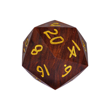 Hddais 50Mm Coralwood Jumbo D20 Dice - 20 Sided Polyhedral Dice With Gift Case For & D&D Role Playing Games
