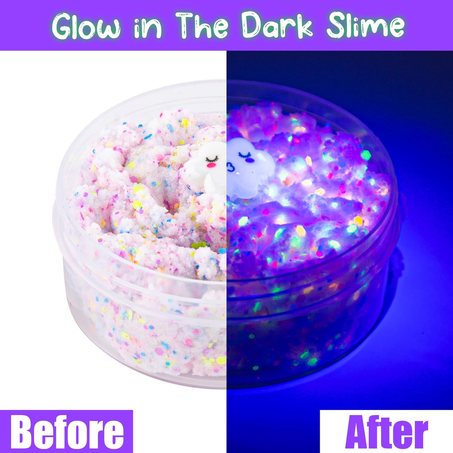 Cloud Slime, Glow In The Dark Slime Includes Glowing Slices, Slime Party Favors For Kids, Slime Sensory Toys, Birthday Hallowmas