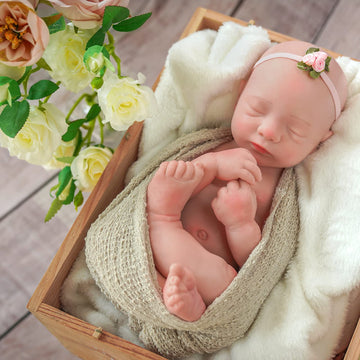 Babeside Lifelike Reborn Baby Dolls Aurora 16 Inch (Weight 4 Lb) Full Platinum Silicone Reborn Baby Dolls Anatomically Correct Sleeping Baby Girl Real Life Baby Dolls With Feeding Kit & Gift Box