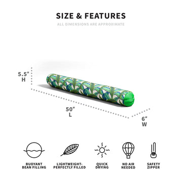 Big Joe Noodle 2 Pack No Inflation Needed Pool Floats, Tropical Palm Green Double Sided Mesh, Quick Draining Fabric, Jumbo 4 Feet