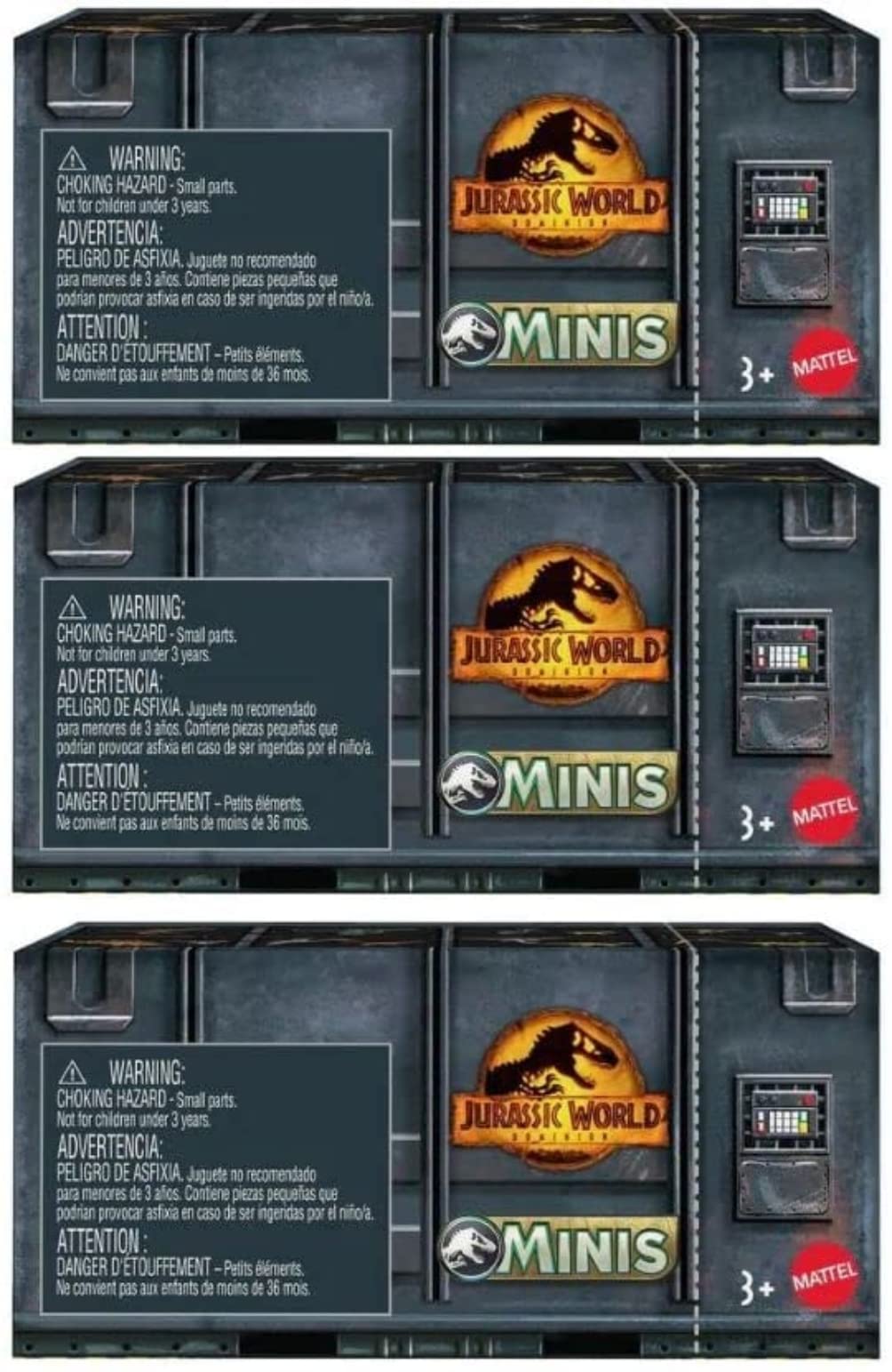Jurassic World Dominion Minis Surprise Pack Box - Pack of 3 Mini Dinosaur Figures | 1.125 Scale Companion Figures - Mattel Ages 