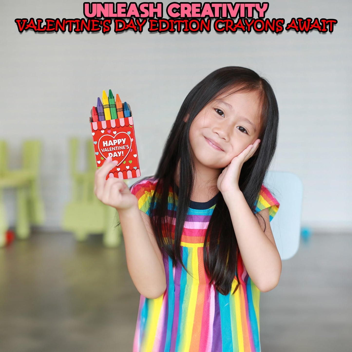 Fun Express, Valentine Crayons for Valentines Day, Basic Supplies, Drawing, Crayons, Valentines Day, 24 Pieces