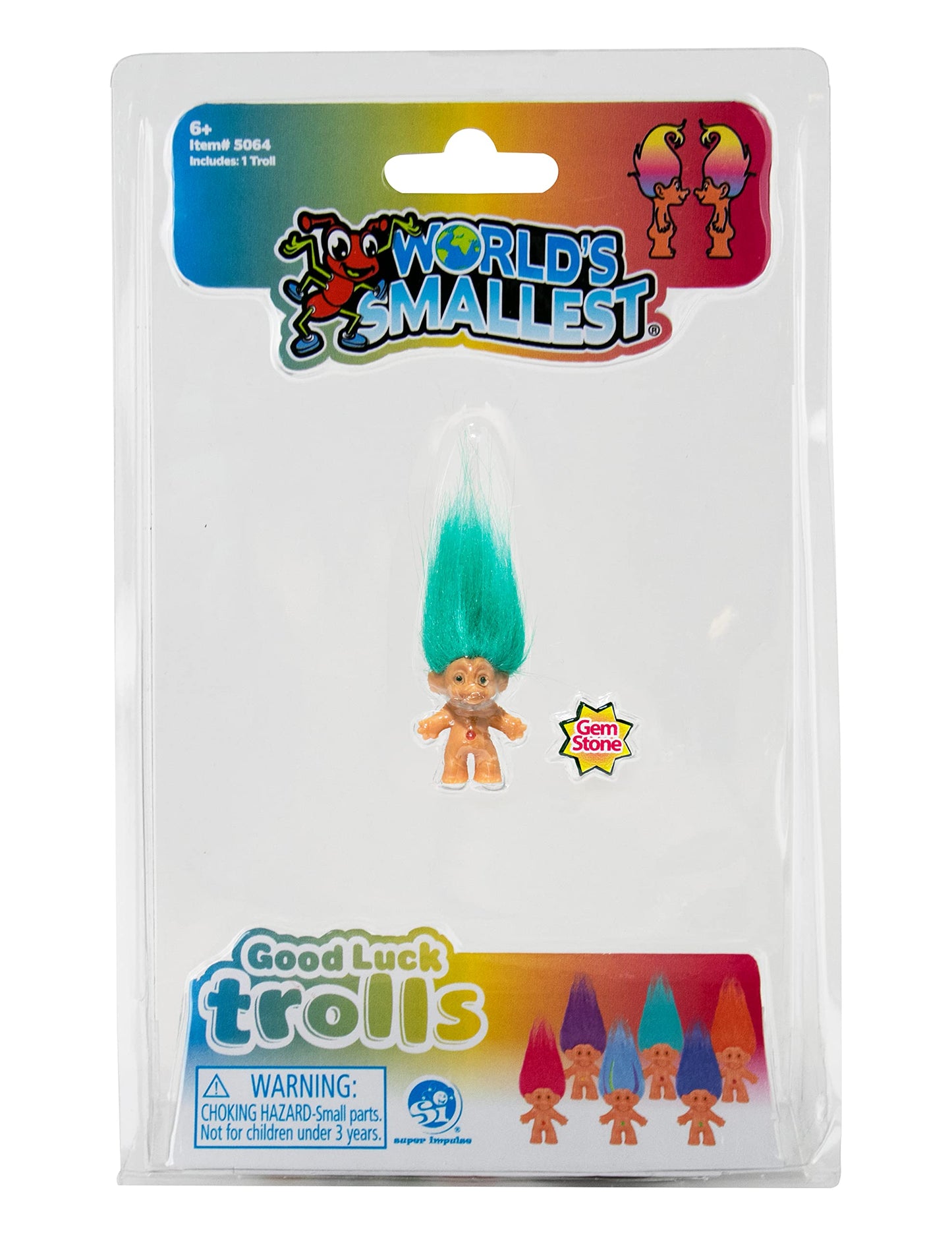 World's Smallest Good Luck Trolls - Mini 1" Toy Figures - Multi-colored - Model 5064 - Collectible with 1.5" Hair - Sold Separately