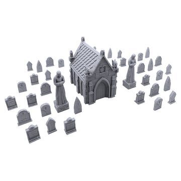 Endertoys Mausoleum Graveyard Scene, Terrain Scenery For Tabletop 28Mm Miniatures Wargame, 3D Printed And Paintable