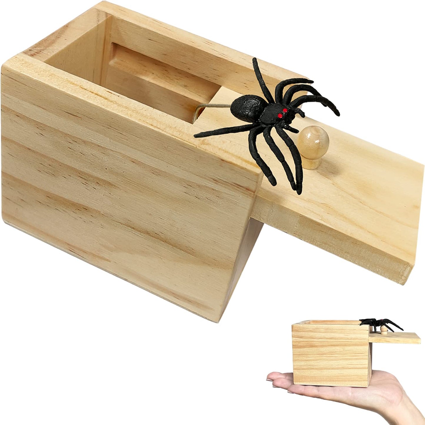Jishi Spider Prank Box Halloween Gag Gifts, Funny Wooden Surprise Gift Box For Money Cash, Halloween Spider Prank Toys For Kids
