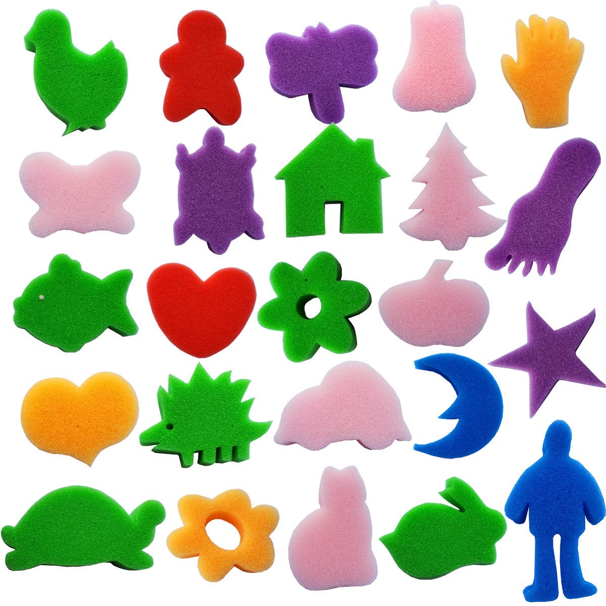 Himeeu 53 Pcs Paint Sponge Brush Sets, Kids Art Tool Kits, DIY Crafts Drawing Tools,Round Sponges,Color Randomly