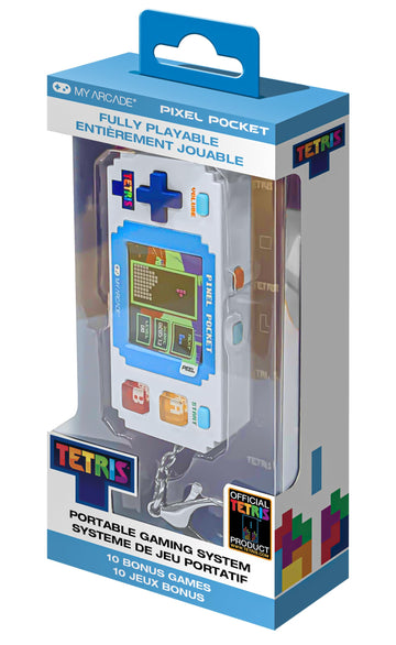 My Arcade Tetris Pixel Player - Tiny Portable Keychain Arcade Game, White, Small, Model DGUNL-7083, 10 Bonus Games for Kids & Adults