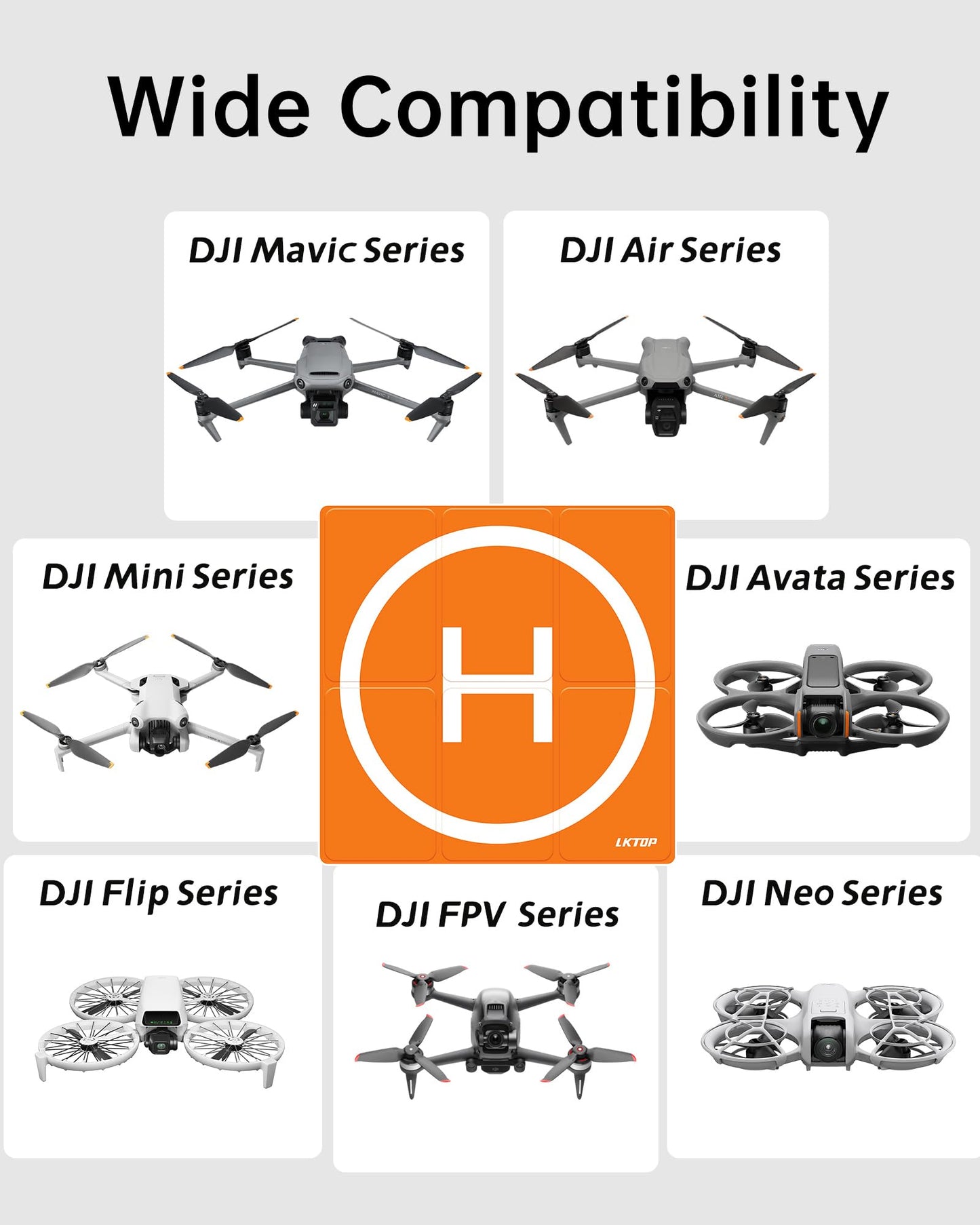 Lktop Drone Landing Pad Weighted Foldable For Dji/Specta Drone, Double-Sided Waterproof Helipad Landing Mat, Compatibility: Dji/
