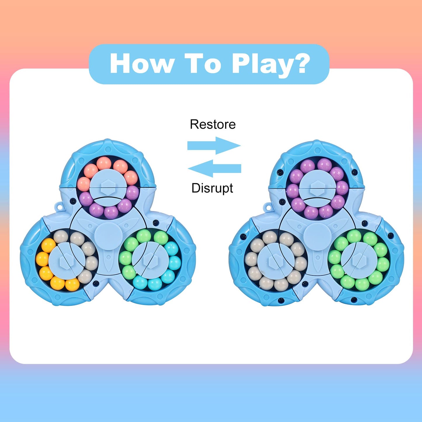 FRIUSATE Magical Bean Puzzle Toy  Rotating Magical Bean Fidget Spinner Toys for Kids  Stress Relief Anxiety Relief Puzzles for Teens mature-themeds  Learning&Education Toys and Gifts
