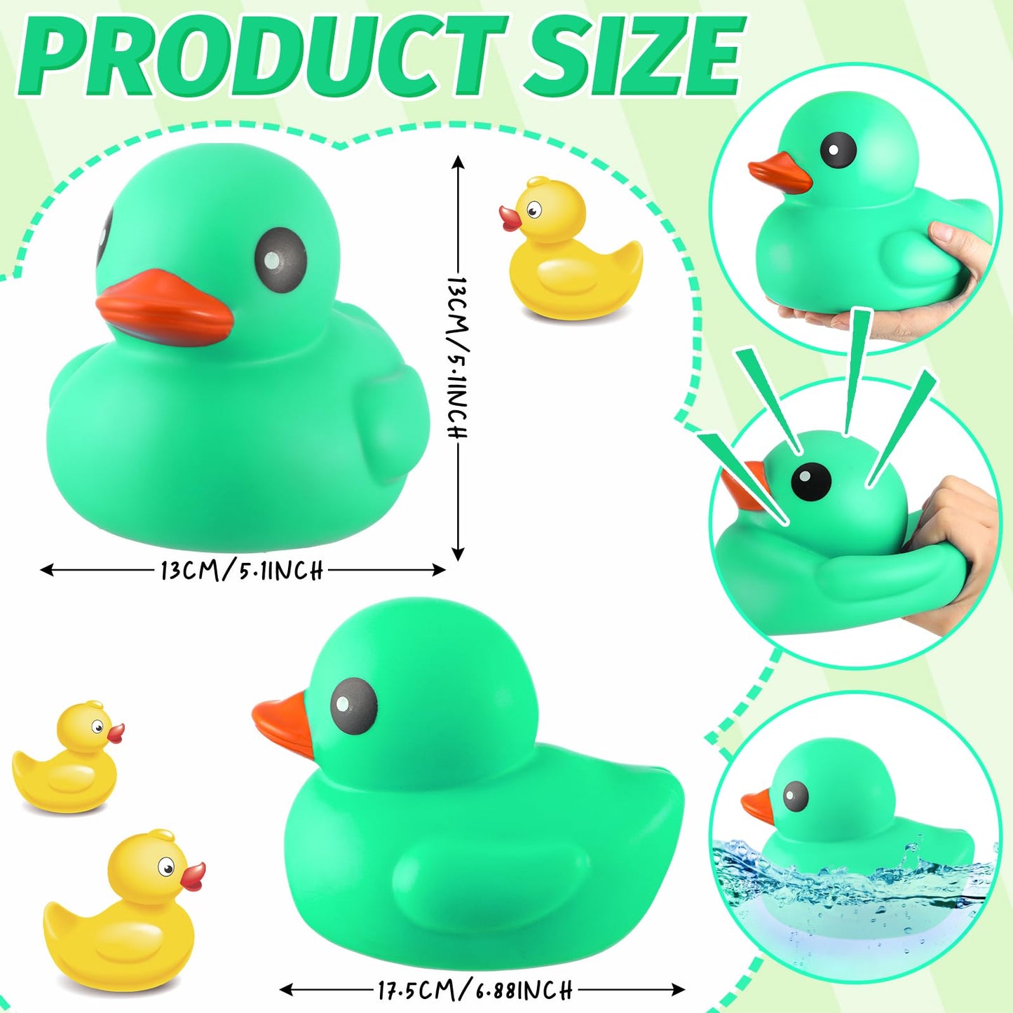 Honoson 6.89 Inch Giant Rubber Duck Big Rubber Duck Large Duckling Bath Toy with Squeaky Sound for Summer Baby Shower Birthday P