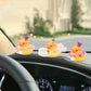 wonuu Rubber Duck Car Dashboard Decoration  Duck Car Ornament Cute Car Accessories with Mini Crown Dress Pearl Necklace Glasses  Pink Lace Skirt